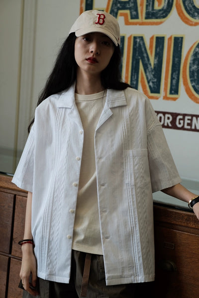 Cuban Jacquard White Shirt Comfysocks