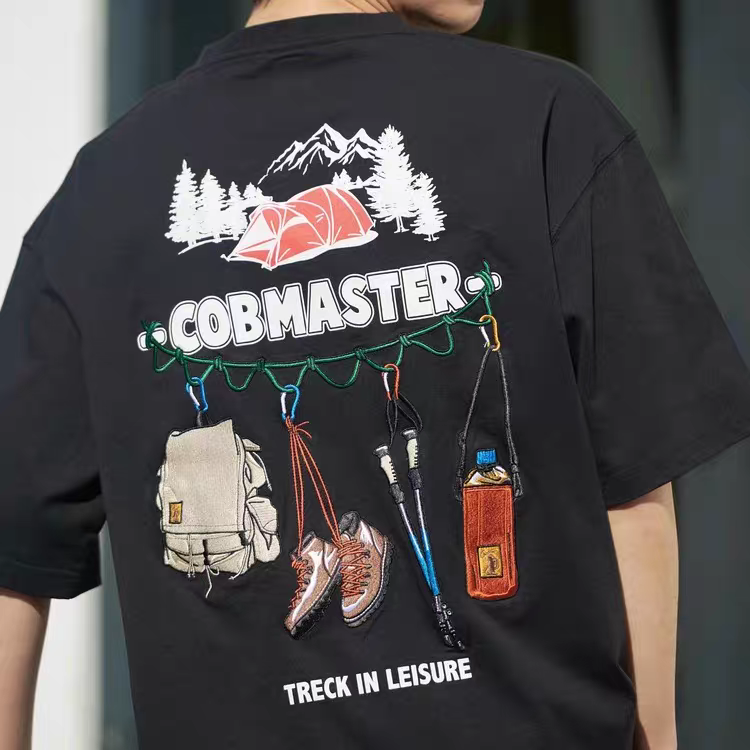 Cobmaster "Trekking Tools" Embroidered Graphic Tee | Quick-Drying Outdoor T-Shirt