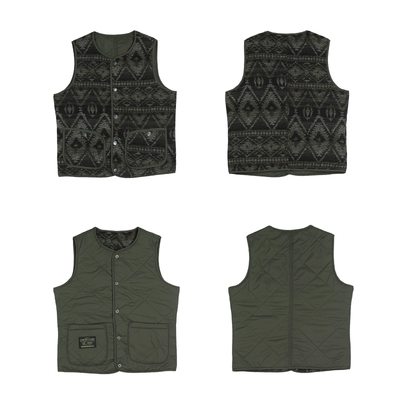 Vintage Reversible Quilted Vest – Tribal Knit Outerwear