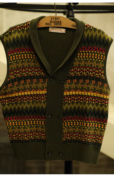 Fair Isle Pattern Australian Wool Jacquard Vest Sweater Cardigan Comfysocks