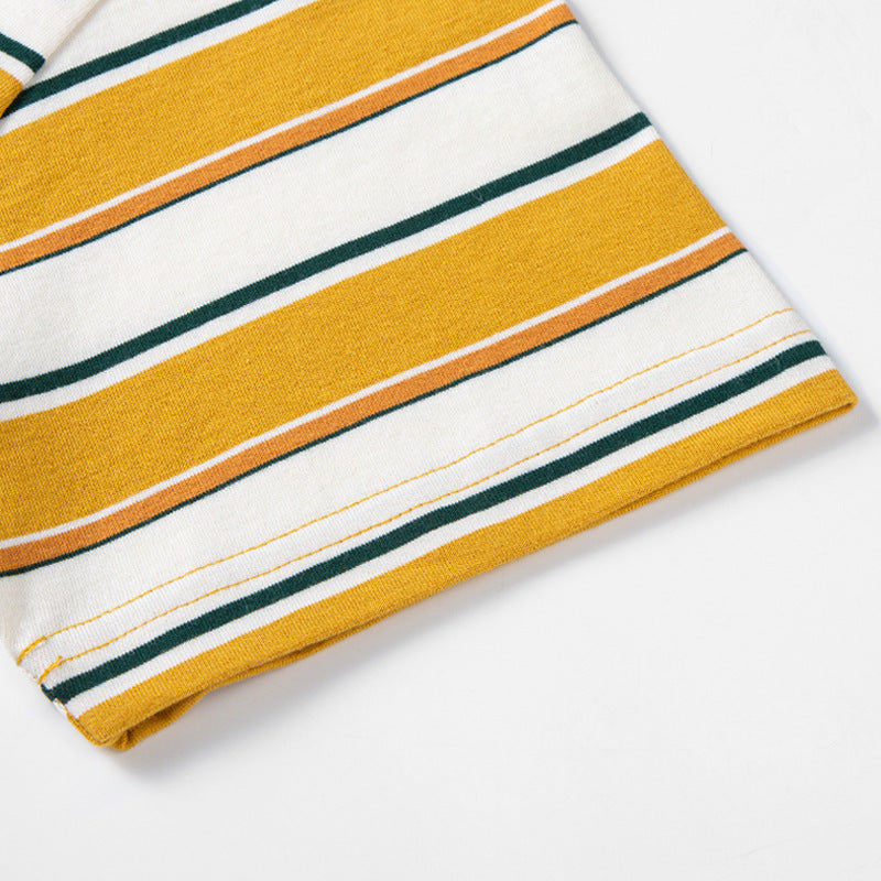 50s vintage yellow white stripe unisex crew tee