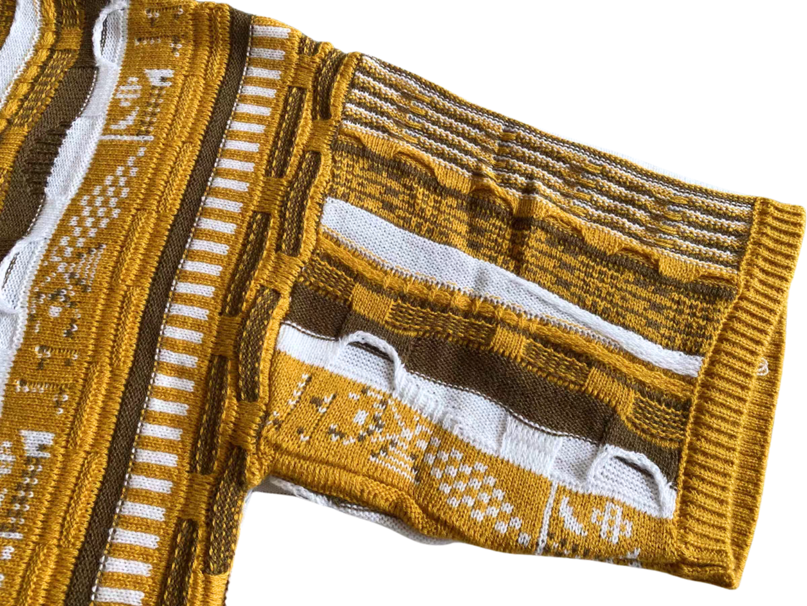 Vintage Japanese Jacquard Knit Tee – Mustard/Brown