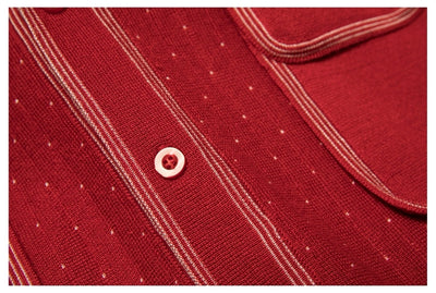 Retro Knit Polo with Contrast Stitching -  Tight Fit (Available in Navy & Red)