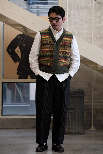 Fair Isle Pattern Australian Wool Jacquard Vest Sweater Cardigan Comfysocks