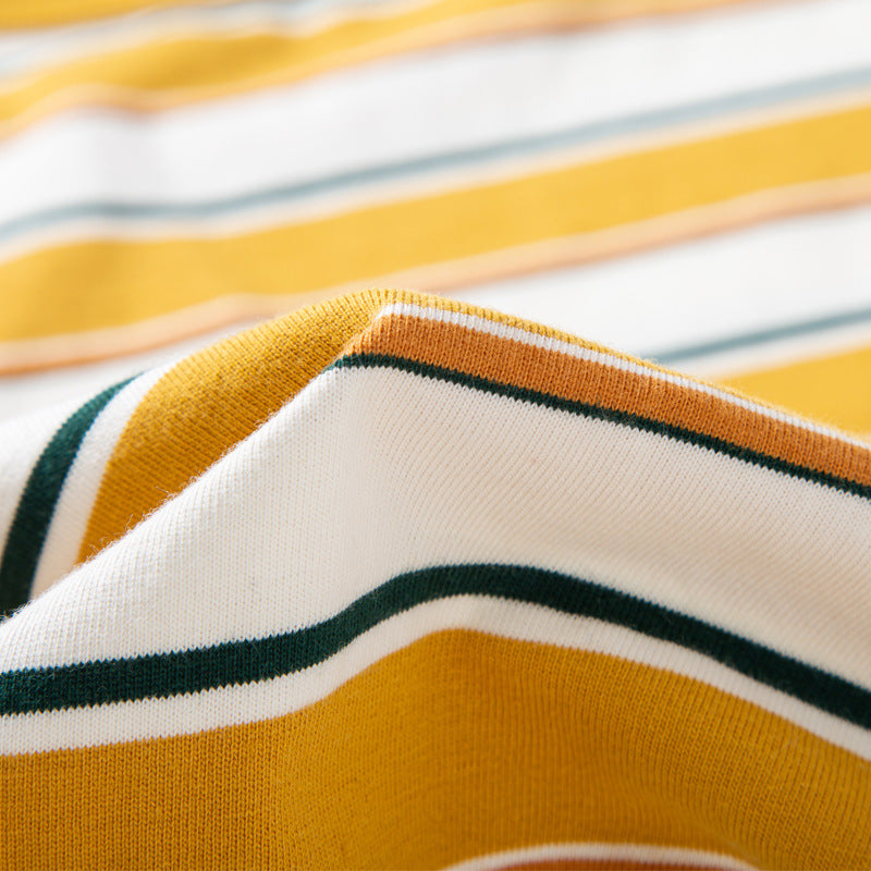 50s vintage yellow white stripe unisex crew tee