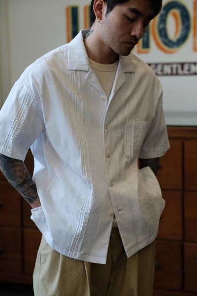 Cuban Jacquard White Shirt Comfysocks