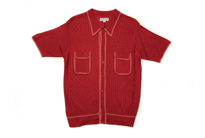Retro Knit Polo with Contrast Stitching -  Tight Fit (Available in Navy & Red)