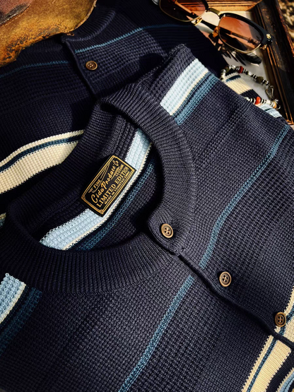 Tencel button up knitted short sleeve shirt