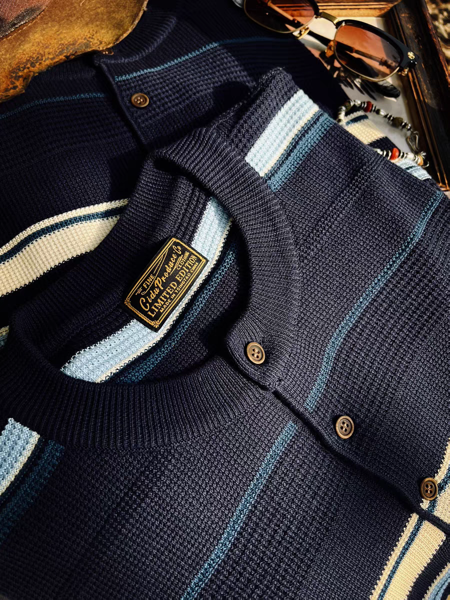 Tencel button up knitted short sleeve shirt