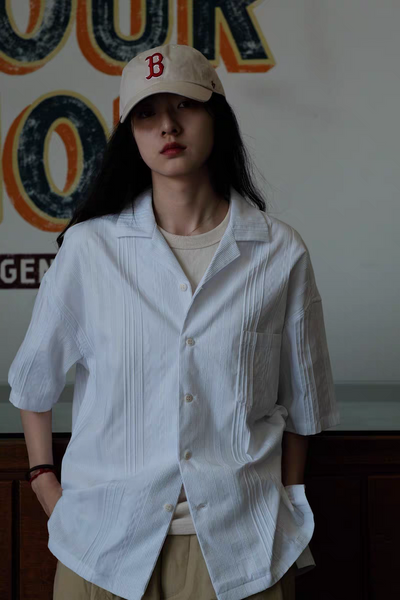 Cuban Jacquard White Shirt Comfysocks