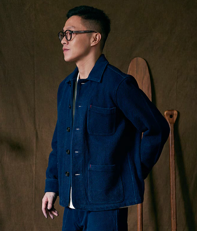 Indigo Tye Dye French Workwear Coat 