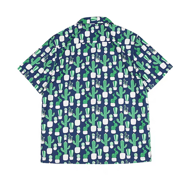 Cactus Breeze Aloha Shirt – Retro Hawaiian Shirt with Cartoon Print & Cuban Collar