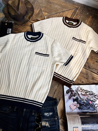 Vintage Knitted T-shirt - Chest Pocket Comfysocks