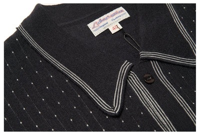 Retro Knit Polo with Contrast Stitching -  Tight Fit (Available in Navy & Red)