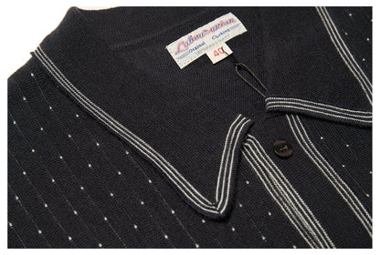 Retro Knit Polo with Contrast Stitching -  Tight Fit (Available in Navy & Red)
