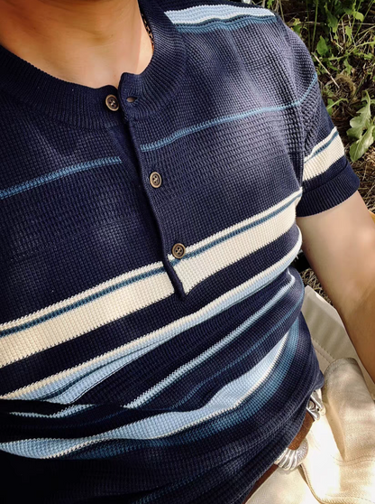 Tencel knitted Striped Navy t-shirt Comfysocks