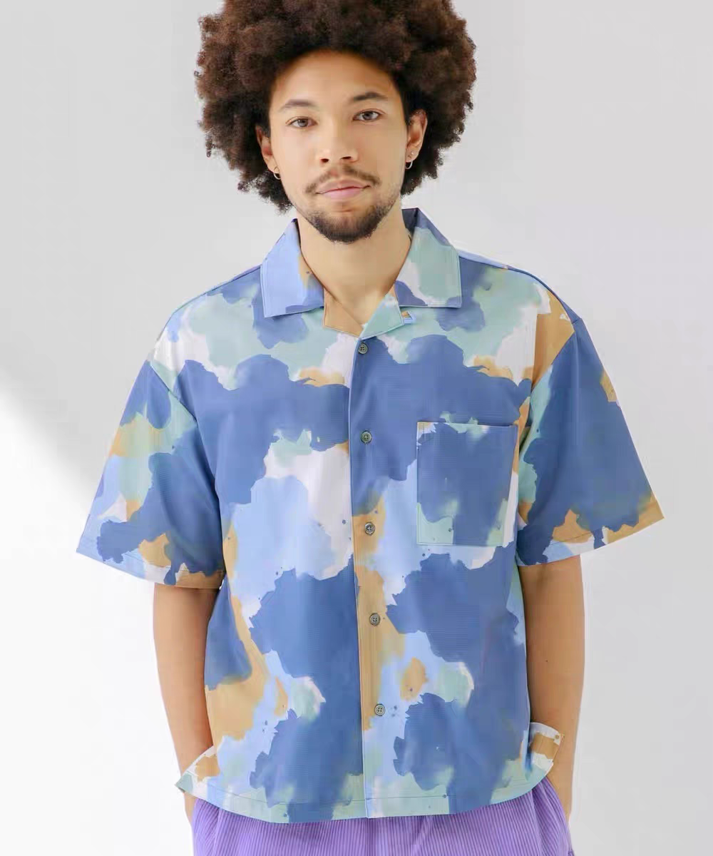 Retro Tie-Dye Short Sleeve Cuban Collar Shirt – Quick-Dry, Breathable