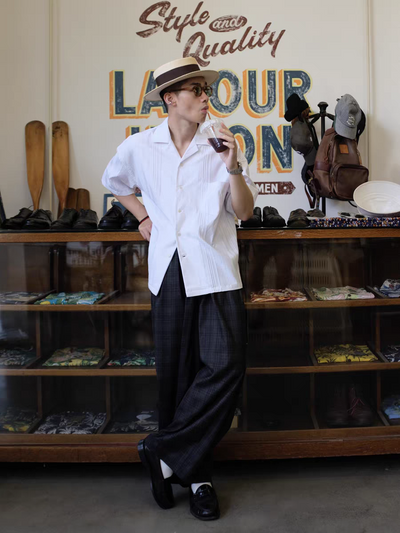 Cuban Jacquard White Shirt Comfysocks