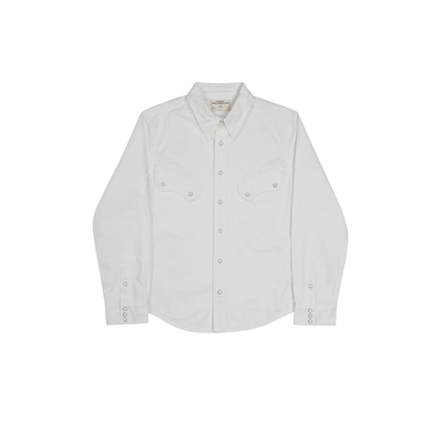 Western Denim Snap Shirt – Classic Cowboy Style in Denim & White