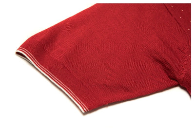 Retro Knit Polo with Contrast Stitching -  Tight Fit (Available in Navy & Red)