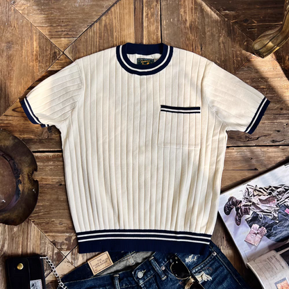 Vintage Knitted T-shirt - Chest Pocket Comfysocks