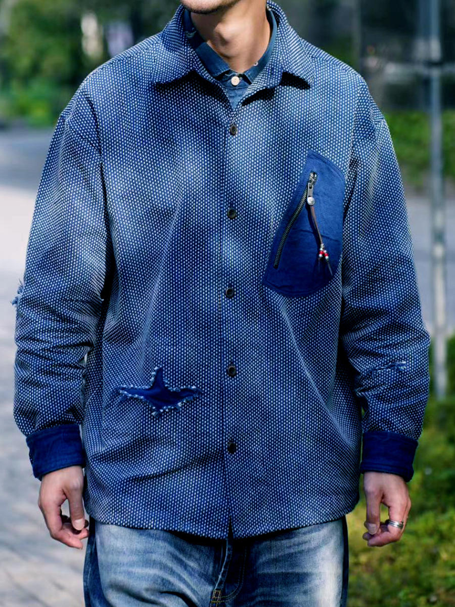 Indigo Sashiko Tie-Dye Shirt Jacket – Crafted to Make a Statement Comfysocks
