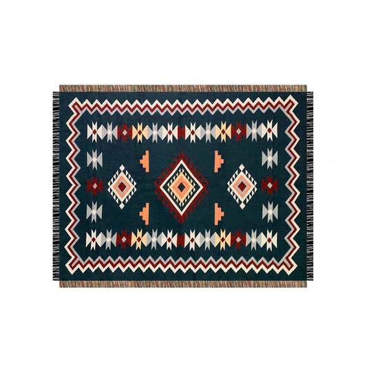 Franco navy tribal pattern rug couch throw 
