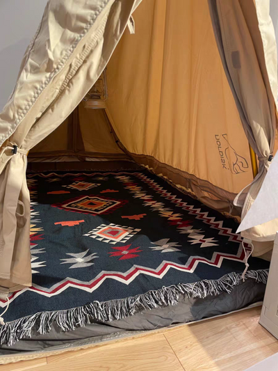 Franco navy tribal pattern rug couch throw 