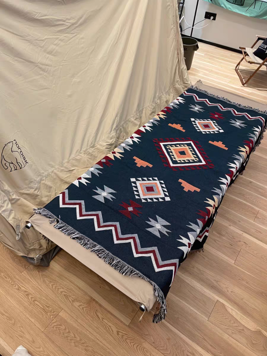 Franco navy tribal pattern rug couch throw camping gear