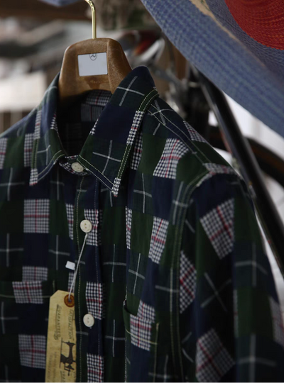 Vintage Inspired Checked Short Sleeve Worker Shirt