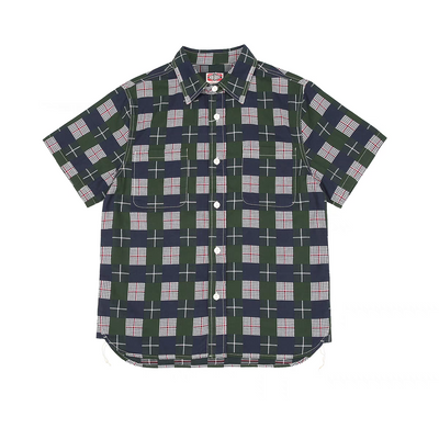 Vintage Inspired Checked Short Sleeve Worker Shirt