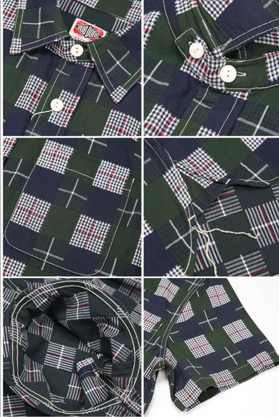 Vintage Inspired Checked Short Sleeve Worker Shirt