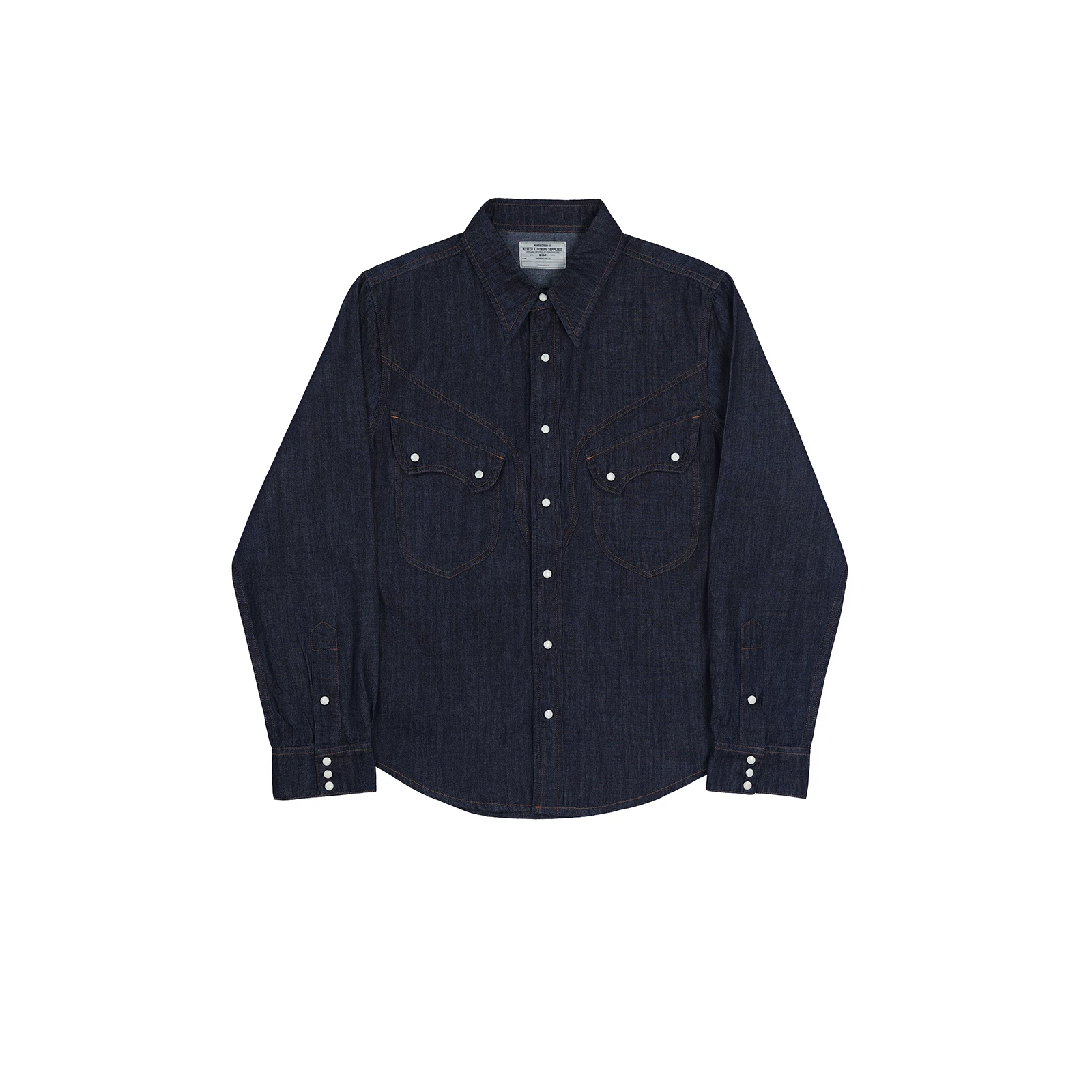 Western Denim Snap Shirt – Classic Cowboy Style in Denim & White