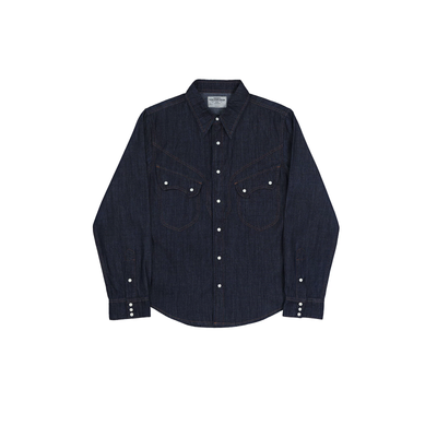 Western Denim Snap Shirt – Classic Cowboy Style in Denim & White