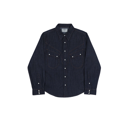 Western Denim Snap Shirt – Classic Cowboy Style in Denim & White