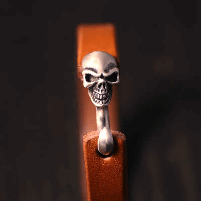 Japanese leather skull hook bracelet