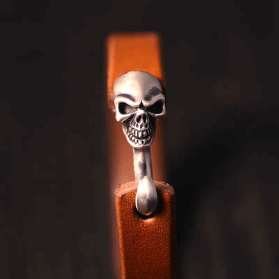 Japanese leather skull hook bracelet