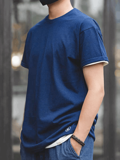 Indigo tie dye Crew tee front