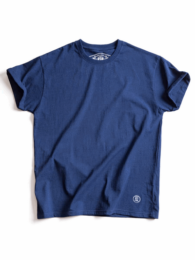 Indigo tie dye Crew tee front