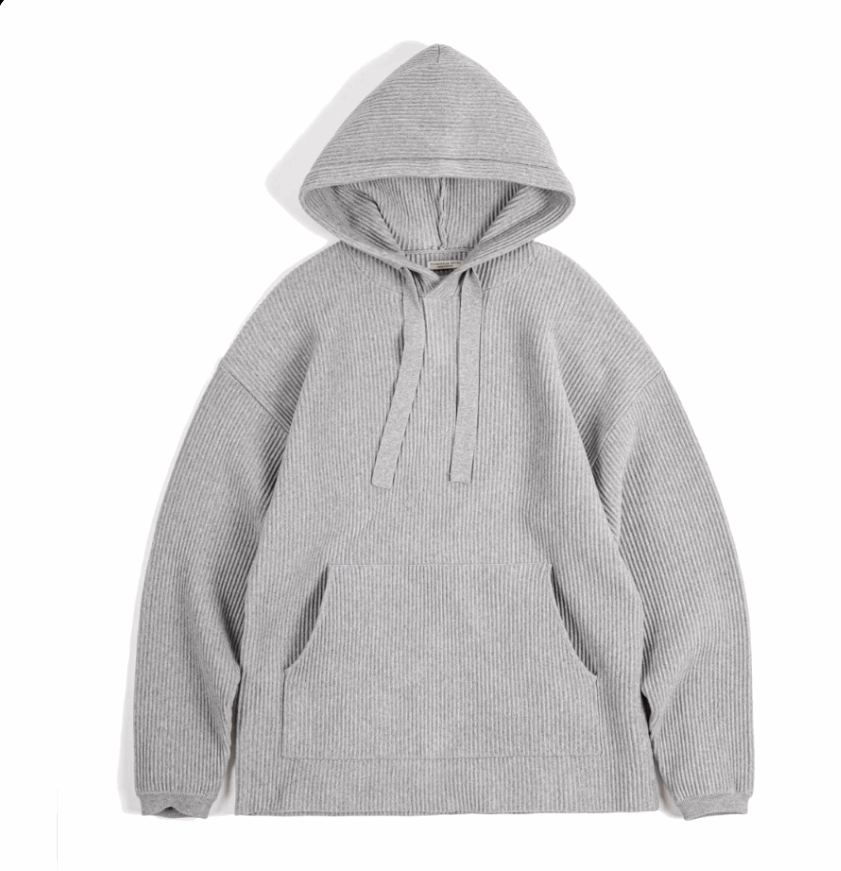lines knitted hoodie in grey color, unisex hoodie