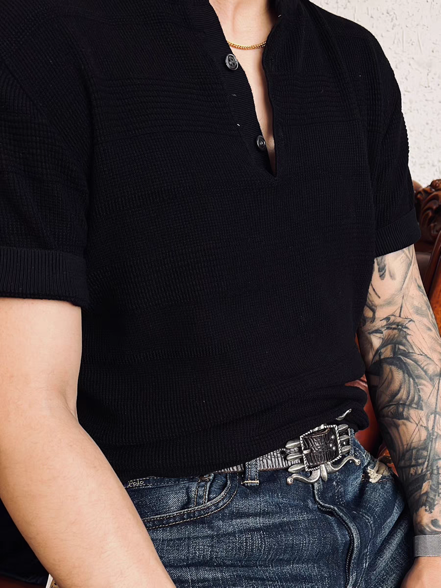 Kaze - Knitted Henly Collar Shirt Comfysocks