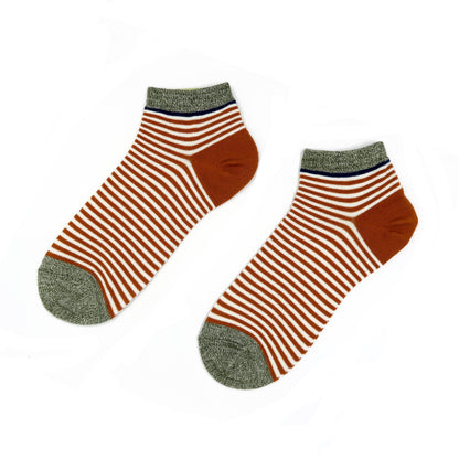 orange thin strip low socks