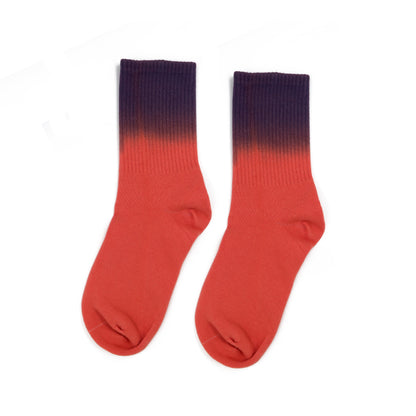 black and red gradient tie dye sock