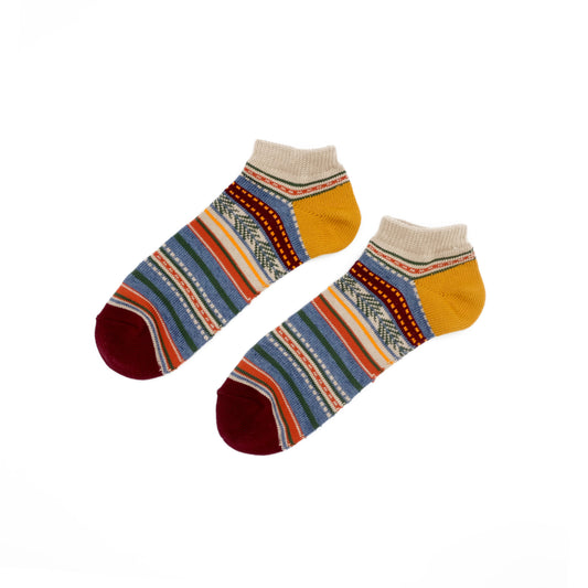Tribal Stripe Low Socks - Mustard