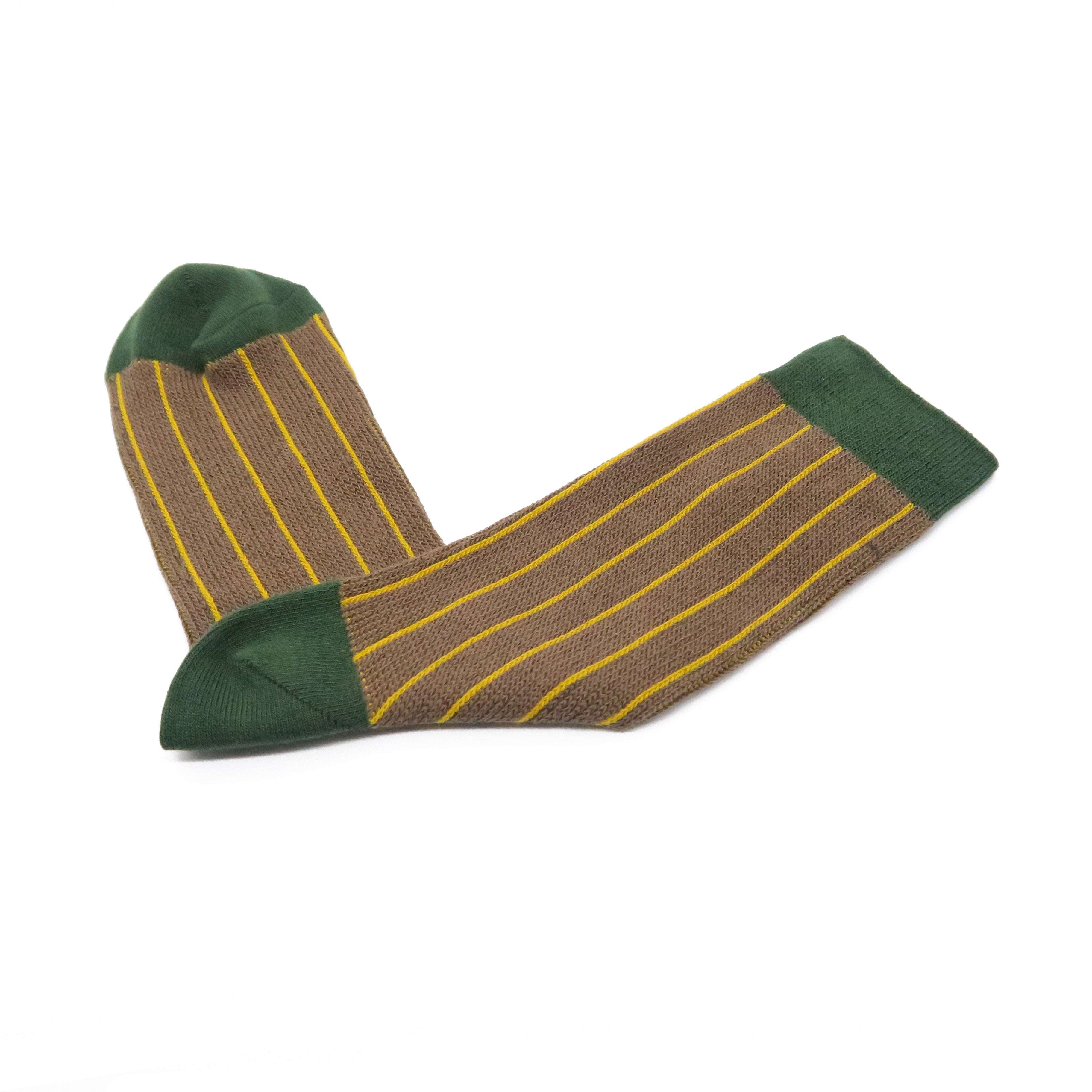 vertical brown and green socks