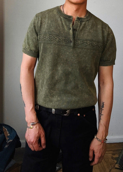 Heike – Vintage Wash Embroidered Henley