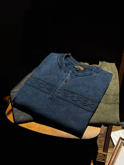 Heike – Vintage Wash Embroidered Henley
