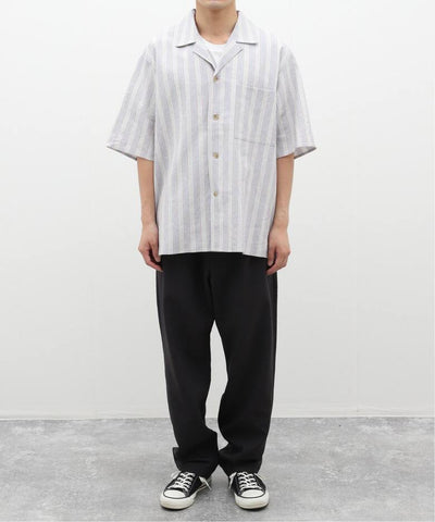 Your New Summer Go-To: The European Flax Blend Striped Open Collar Shirt