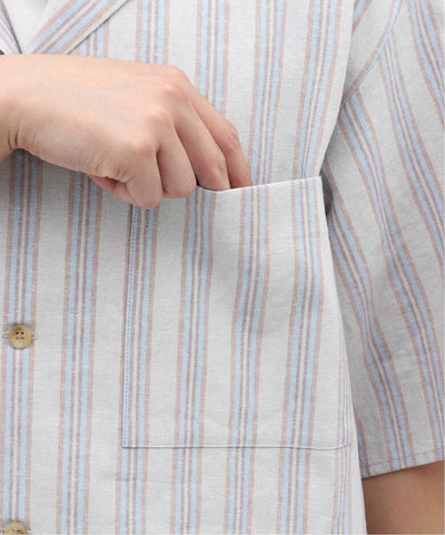Your New Summer Go-To: The European Flax Blend Striped Open Collar Shirt