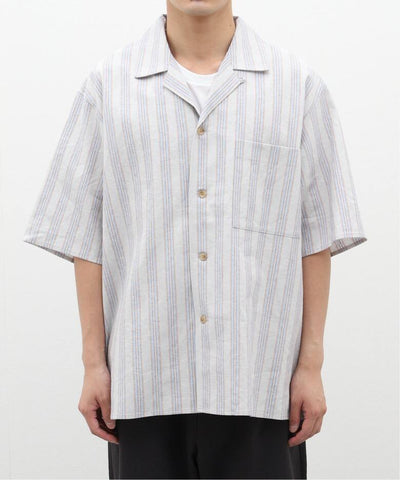 Your New Summer Go-To: The European Flax Blend Striped Open Collar Shirt